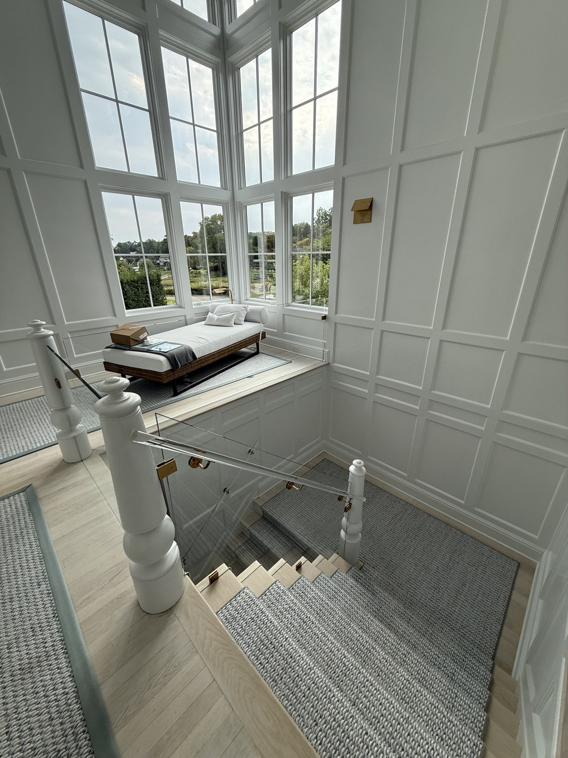 Staircase Glass Railing — Glass guard panel beside a residential staircase